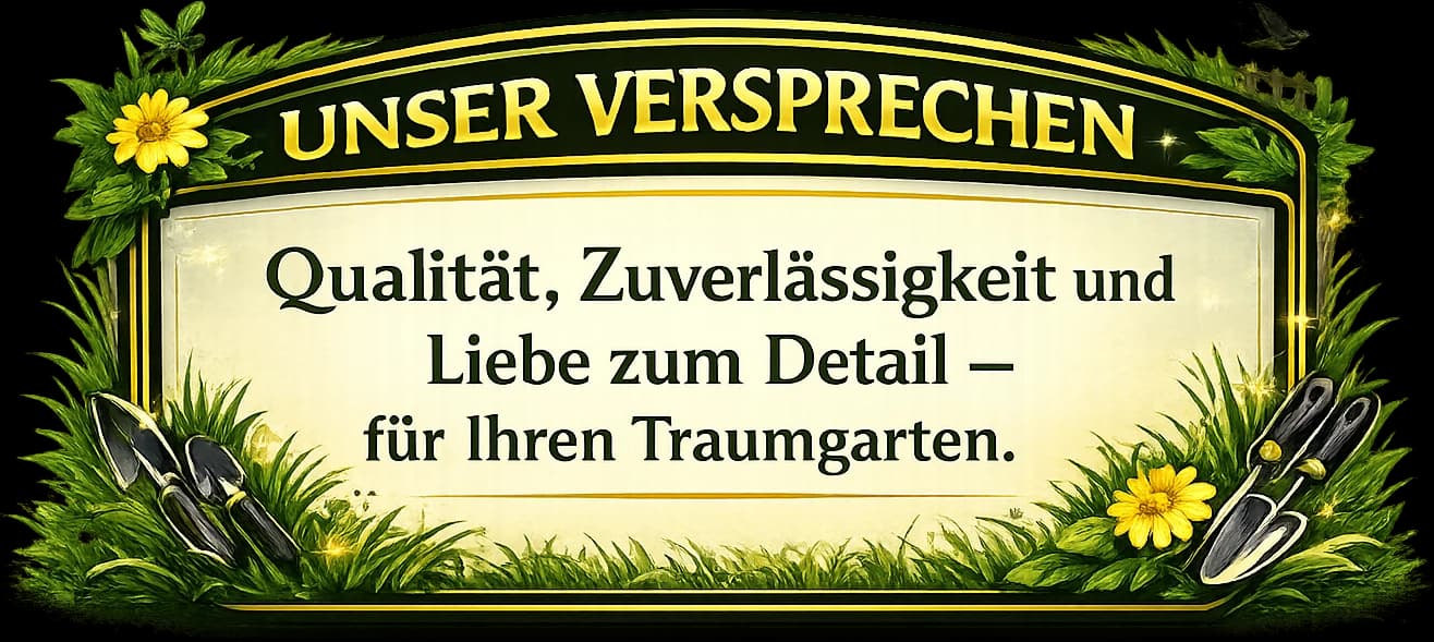 Unser Versprechen: Qualität, Zuverlässigkeit und Liebe zum Detail — für Ihren Traumgarten.